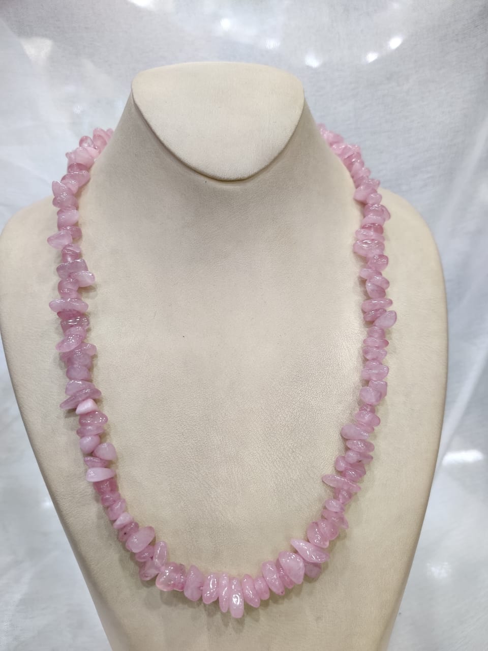 A real rose quartz necklace from our gemstones collection