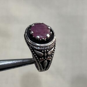 Natural Roby Stone Crowned In Italian Silver With Rhodium Polish For Life Long Durability